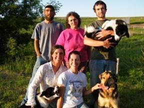 Left to right, top to bottom: Adam, Momma Jane, Drew, Jillian and Julie. Plus our three dogs.