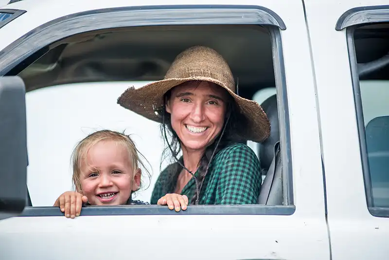 Jillian And Arlo Truck Window