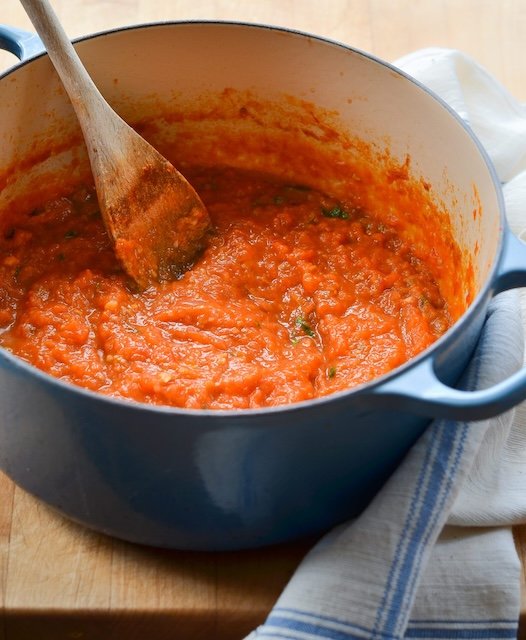 Homemade Tomato Soup in Pot. 