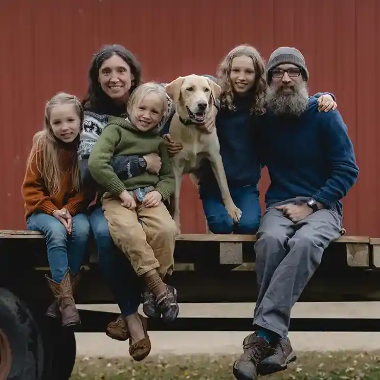 Small family farm famill portrait square