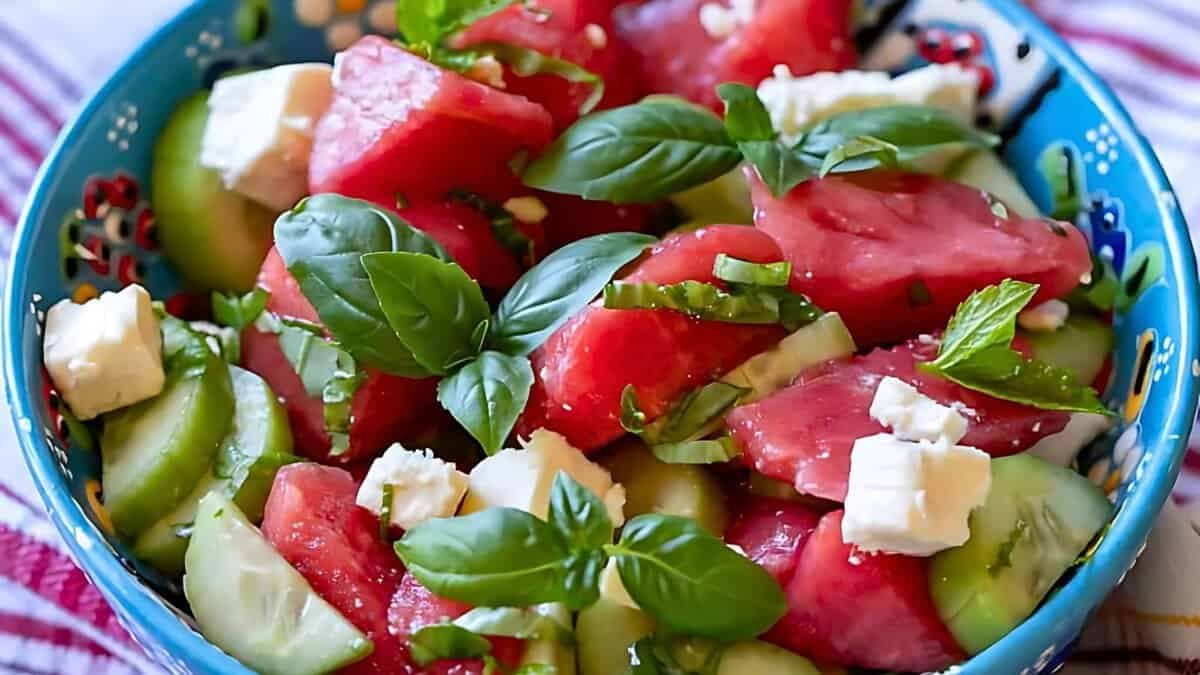 7 Watermelon Feta Salad with Basil and Cucumber Cooking Gorgeous
