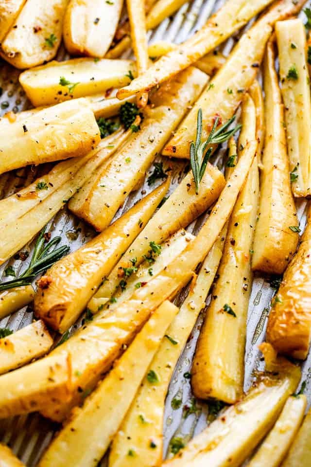Garlic butter parsnips